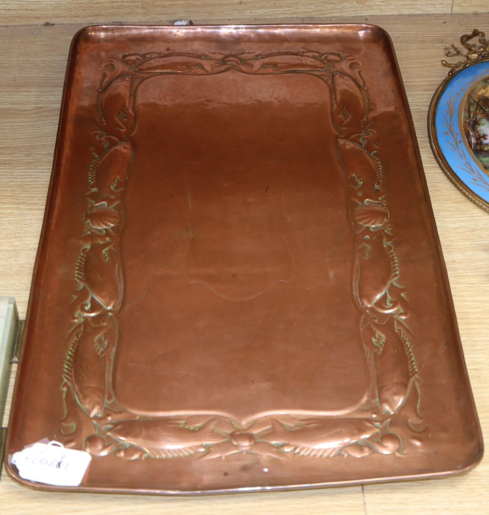 A large copper Newlyn tray